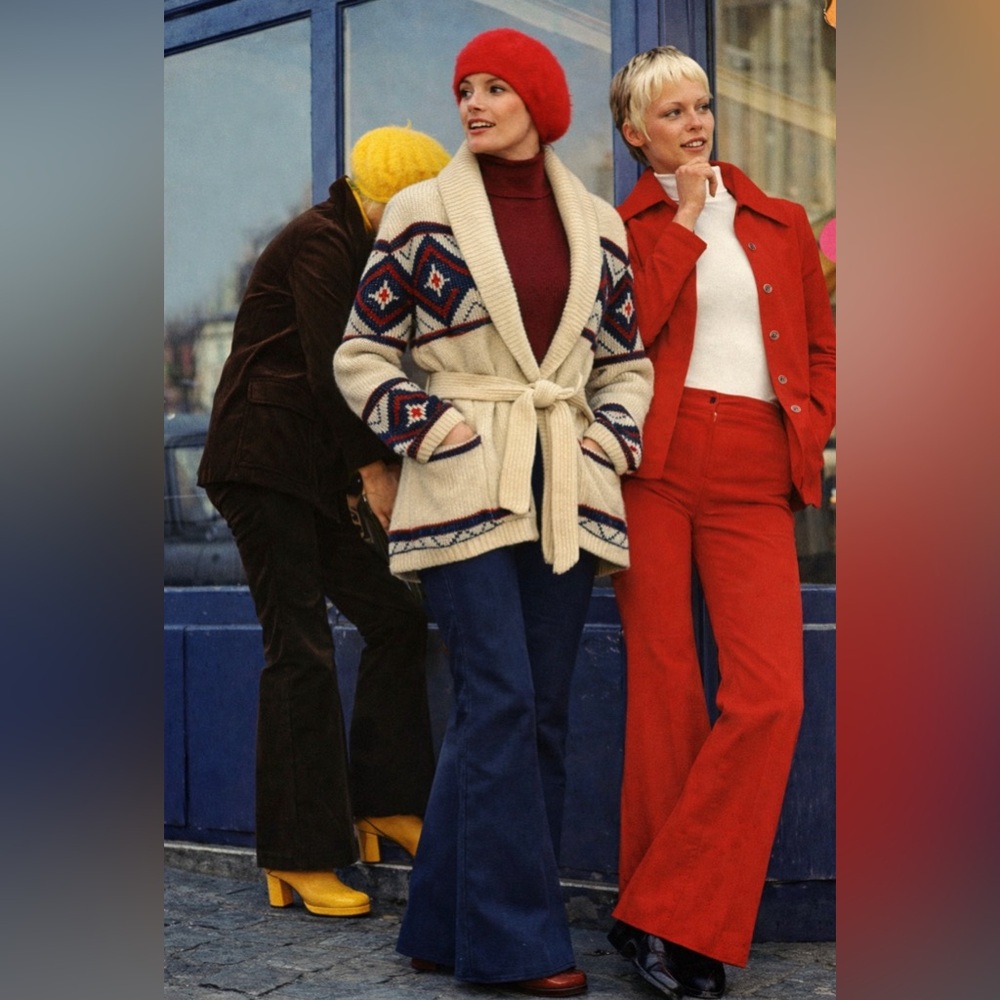 Vintage Knit Wrap Aztec Print Sweater